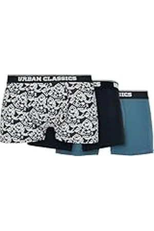 Urban classics Paquete de 3 Calzoncillos Tipo Bóxer Orgánicos Ropa Interior hombre, Detalles Aop/Black/Jasper, XXL