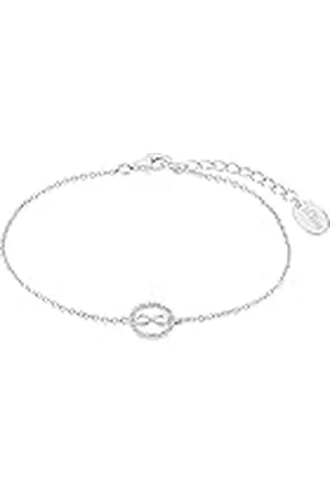 QS by s.Oliver Pulsera de de ley 925 joyería del brazo de las señoras, con zirconia cúbico synth., 17+3 cm, , Infinito, Viene en caja de regalo de joyería