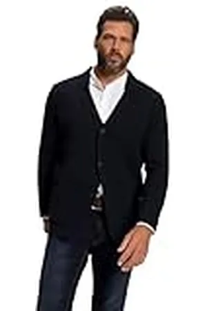JP 1880 Stricksakko, Flexnamic, Milano-Strick, Reverskragen, bis 8 XL Cardigans, Azul Oscuro, 5XL para Hombre