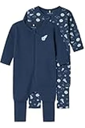 NAME IT Nbmnightsuit 2p Zip FF Dark Space Noos Mono, , 86 (Pack de 2) Bebé-Niños