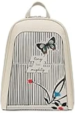 Dogo Femme Cuir Vegan Crème Fait Main et Mode Sac à dos - Tiny but Mighty Motif
