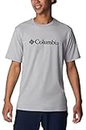 Columbia CSC Basic Logo Short Sleeve, Camiseta De Manga Corta para Hombre, Grey Heather, Talla L