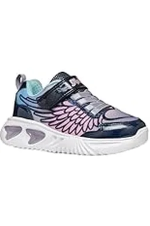 Geox J Assister Girl B, Zapatillas, Navy/Lilac, 24 EU