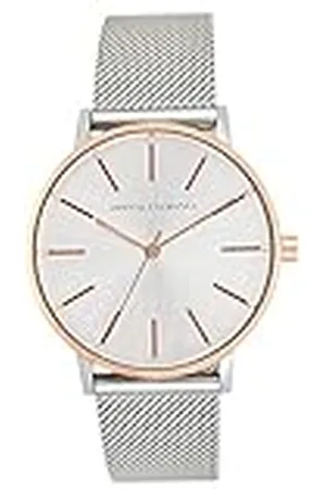 Armani Exchange Reloj para Mujer, Movimiento de tres manecillas, caja de 36 mm de acero inoxidable plateado con correa de malla de acero inoxidable, AX5537