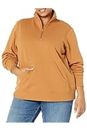 Amazon Top de Felpa de Manga Larga y Cremallera de un Cuarto (Disponible en Tallas Grandes) Mujer, , 6XL Grande