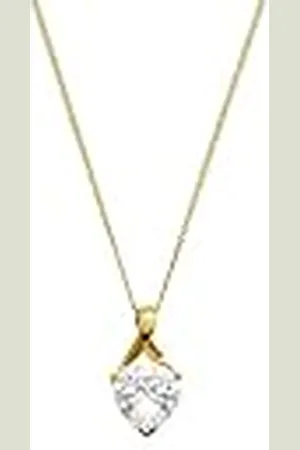 Amor Collar con colgante collar de las señoras, con zirconia cúbica synth., 42 cm, oro, corazón, Viene en caja de regalo de joyería