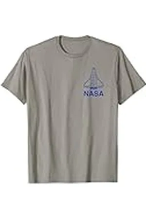 Nasa Vintage Americana Rocket Shuttle Left Chest Blue Badge Camiseta