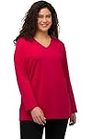 Ulla Popken Basic-V-Shirt, Langarm Camisa Manga Larga, , 68-70 para Mujer