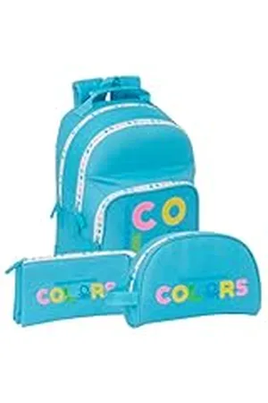 Safta | Pack 3 Piezas BENETTON SPRING Mochila, Estuche y Neceser BENETTON - Mochila, Estuche y Neceser Diseño Único y Licencia Oficial BENETTON