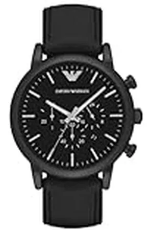 Emporio Armani Reloj Hombre, Movimiento cronógrafo, 46mm Caja de acero negro con correa de piel o silicona, AR1970