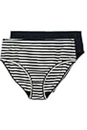 Ulla Popken Slip, 2er-Pack, Ringel/Uni, Biobaumwolle Ropa Interior, , 50-52 Mujeres