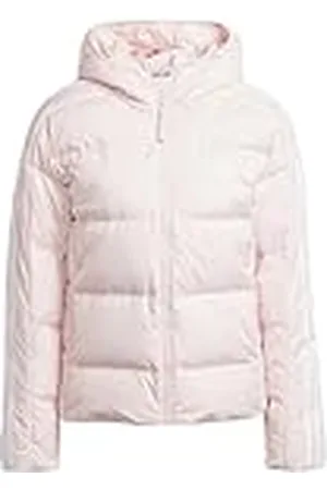 adidas Mujer Essentials 3-Stripes Mid Down Hooded Jacket, , XS