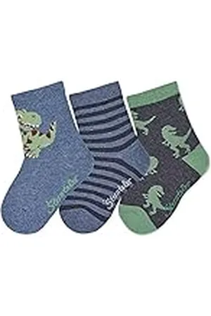 Sterntaler Söckchen 3er-Pack Dino Calcetines, Azul Tinta, 26 para Bebés