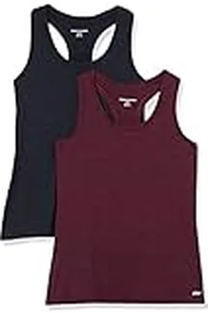 Amazon Top Deportivo Elástico de Secado Rápido y Tirantes (Hay Tallas Grandes) Mujer, Pack de 2, , 3XL Grande
