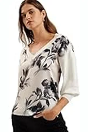 Ted Baker Wmk-joiee-v Neck Printed Woven Front Jumper Suéter, , 38 para Mujer