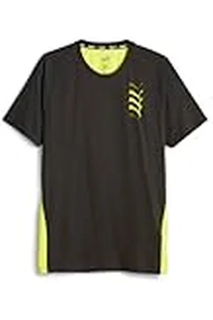 PUMA Camiseta Fit Triblend Ultrabreathe, Hombre, Negro-Amarillo Burst, XL