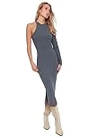 Trendyol Woman Fitted Bodycon Choker High Neck Knit Dress Vestido, , S para Mujer