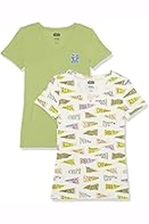 Amazon Disney | Marvel | Star Wars | Princess Camiseta de Cuello en v de Manga Corta y Ajuste Clásico Mujer, Pack de 2, , M