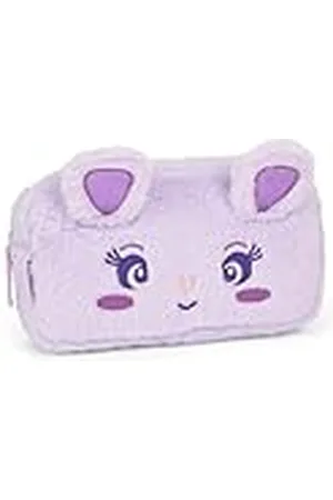 FRANCO COSIMO PANINI Mofu Mofu - Bolsa portatodo Oficial Mofu Mofu, Bolsa Porta Objetos para Bolsos y Mochilas, con práctico Cierre de Cremallera y Detalles Fluffy, Idea de Regalo para niña y niño, 22 x 5 x 12 cm, Lila