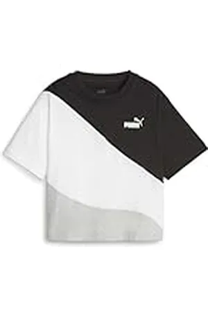 PUMA Camiseta Recortada Power Cat Camisa, Mujer, Negro Black, XL