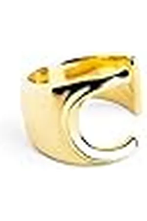 SINGULARU Anillo Personalizado Letter Signet. Macizo Ajustable. Latón con Acabado Baño de de 18 Kt. Talla Unica. Joyas para Mujer. Letra C