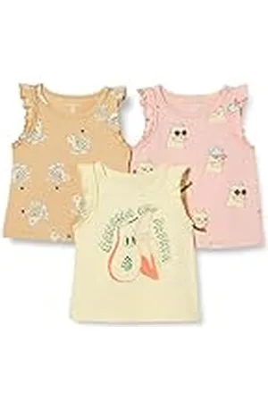 Amazon Camisetas de tirantes con volantes Niña, Pack de 3, , 8 años