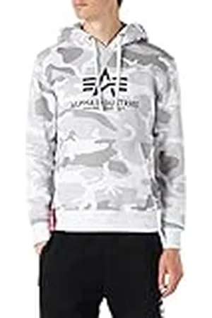 Alpha Industries Basic Camo Sudadera, Multicolor (White Camo-385), L para Hombre