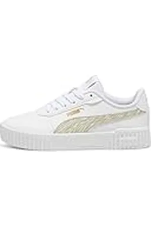PUMA Carina 2.0 Zebra Jr, Sneaker, White-Desert Dust Gold, 37.5 EU