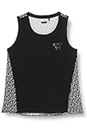 IKKS Débardeur Bi-matière Noir Imprimé Fleurs Blanches Xu10182.02 Camisa Cami, , 3 años para Niños