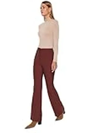 Trendyol Damen Gerade Weites Bein Hohe Taille Hose Calzoncillos, , 44 De Las Mujeres