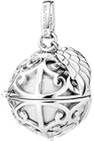 Engelsrufer Colgante para mujer con alas de plata de ley con bola de sonido intercambiable S en color blanco nacarado, sin níquel, tamaño: 16,5 cm, ER-23-20-S, S, Plata esterlina, No es una piedra
