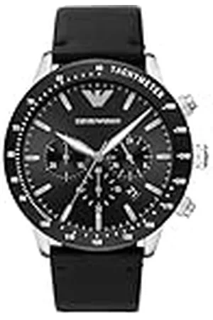 Emporio Armani Reloj Hombre, Movimiento de cuarzo cronógrafo, 43mm Caja de acero inoxidable Multi con correa de piel, AR11243