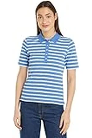 Tommy Hilfiger Polo de Manga Corta para Mujer 1985 Pique Stripe Regular Fit, Multicolor (Breton Ecru/Blue Spell), S