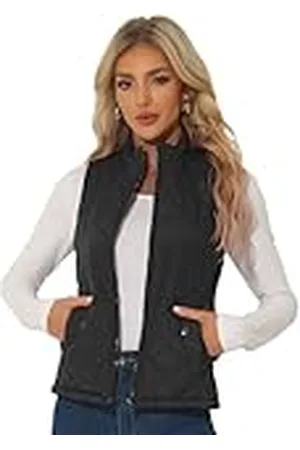 Allegra K Día de San Patricio Chaleco Acolchado Ligero Con Cremallera Y Cuello Alto Para Mujer XL