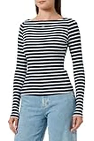Tommy Hilfiger Camiseta de manga larga Mujer Breton Stripe con cuello barco, Multicolor (Dark Night Navy / Multi), S