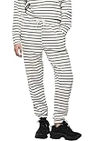 Pieces® Pcchilli HW-Pantalones de chándal con Rayas, Cloud Dancer/Stripes:Black, L para Mujer