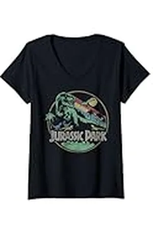 Jurassic Park Mujer Círculo retro de T-Rex de Parque Jurásico Camiseta Cuello V