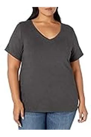 Amazon Camiseta de Manga Corta con Cuello en V de Talla Grande Mujer, , XXL Grande