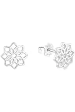 QS by s.Oliver Pendientes de de ley 925 Pendientes de las señoras, 1 cm, , flor, viene en caja de regalo de joyería