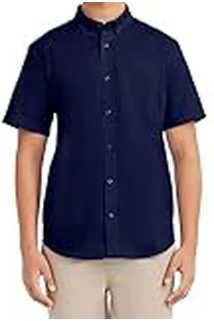 Nautica School Uniform Short Sleeve Performance Oxford Button-Down Shirt Camisa Abotonada, , M para Hombre