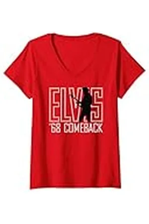 Elvis Presley Official 68 Regreso - Señal roja Camiseta Cuello V