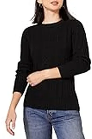 Amazon Jersey de Cuello Redondo y Manga Larga en Punto Trenzado con Ochos (Disponible en Tallas Grandes) Mujer, , XS