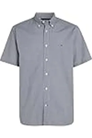 Tommy Hilfiger Camisa de Manga Corta para Hombre, Multicolor (Desert Sky / Optic White), XS