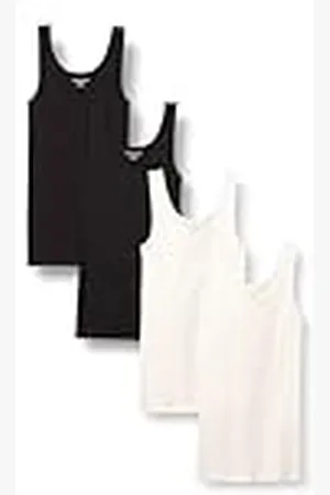 Amazon Camiseta Ajustada sin Mangas Mujer, Pack de 4, , S
