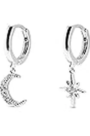 SINGULARU Pendientes Polar Moon Spark . de Ley 925 con Acabado Baño de Rodio. Cierre Congo. Joyas para Mujer