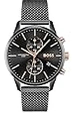 HUGO BOSS Reloj Cronógrafo de Cuarzo para Hombre de 42 mm Colección ASSOCIATE con Brazalete de Acero Inoxidable en Eslabones o Malla, Función de Fecha, 2 Sub-Diales, Resistencia al Agua 5ATM