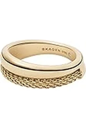 Skagen Anillo Para Mujer Merete, Ancho: 8,7 mm Anillo De Acero Inoxidable Dorado, SKJ1601710