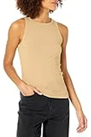 THE DROP Valerie Camiseta sin Mangas en Punto de Canalé de Cuello Cerrado con Espalda de Nadadora para Mujer, , 3XL Grande