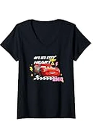 Cars Mujer Lightning McQueen In My Heart Valentine Camiseta Cuello V