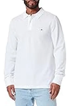 GANT Reg Shield LS Pique Rugger Camisa de Polo, White, XL para Hombre